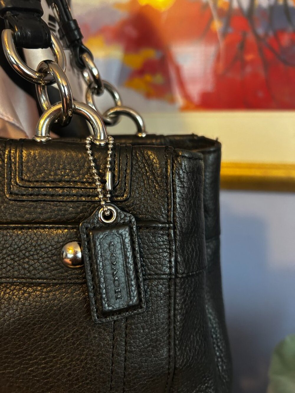 Vintage Coach Penelope Black Pebbled Leather Shoulder Bag - Picture 3 of 14